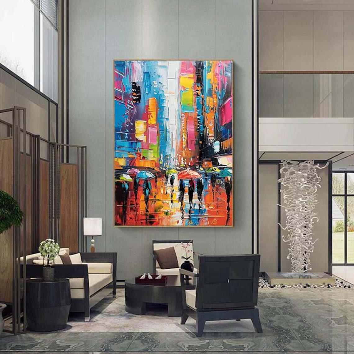 Custom Urban Cityscape, Abstract Oil-Painting Art Print - Image 4