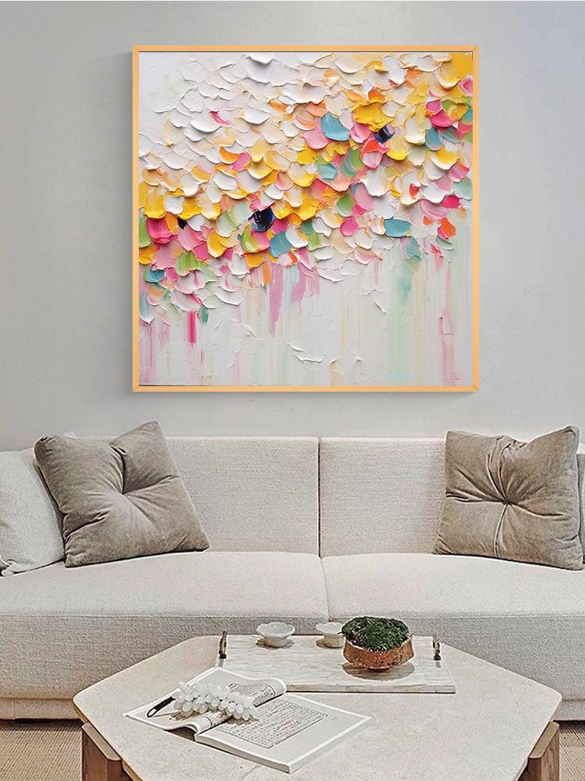 Colorful Rainbow Pastel Floral Falling Petals Texture Wall Poster - Image 5