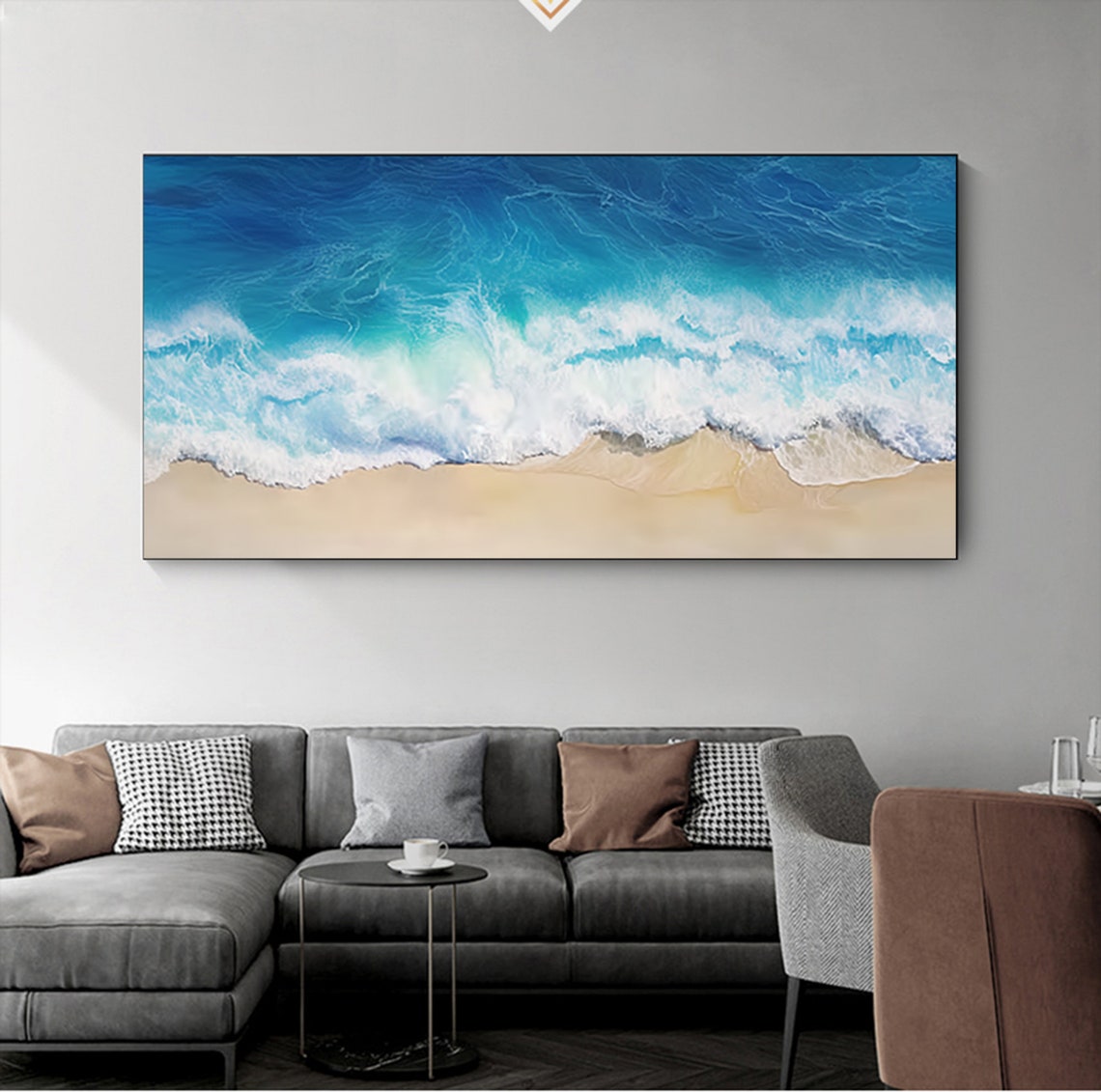 Turquoise Ocean Waves Aerial Sandy Shore Coastal Surf Poster - Image 6
