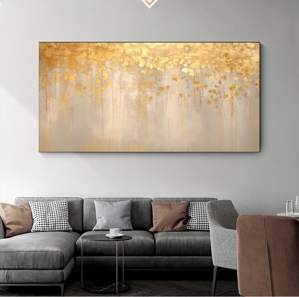 Custom Abstract Gold Leaf Oil Painting Wall Art Print - Image 6