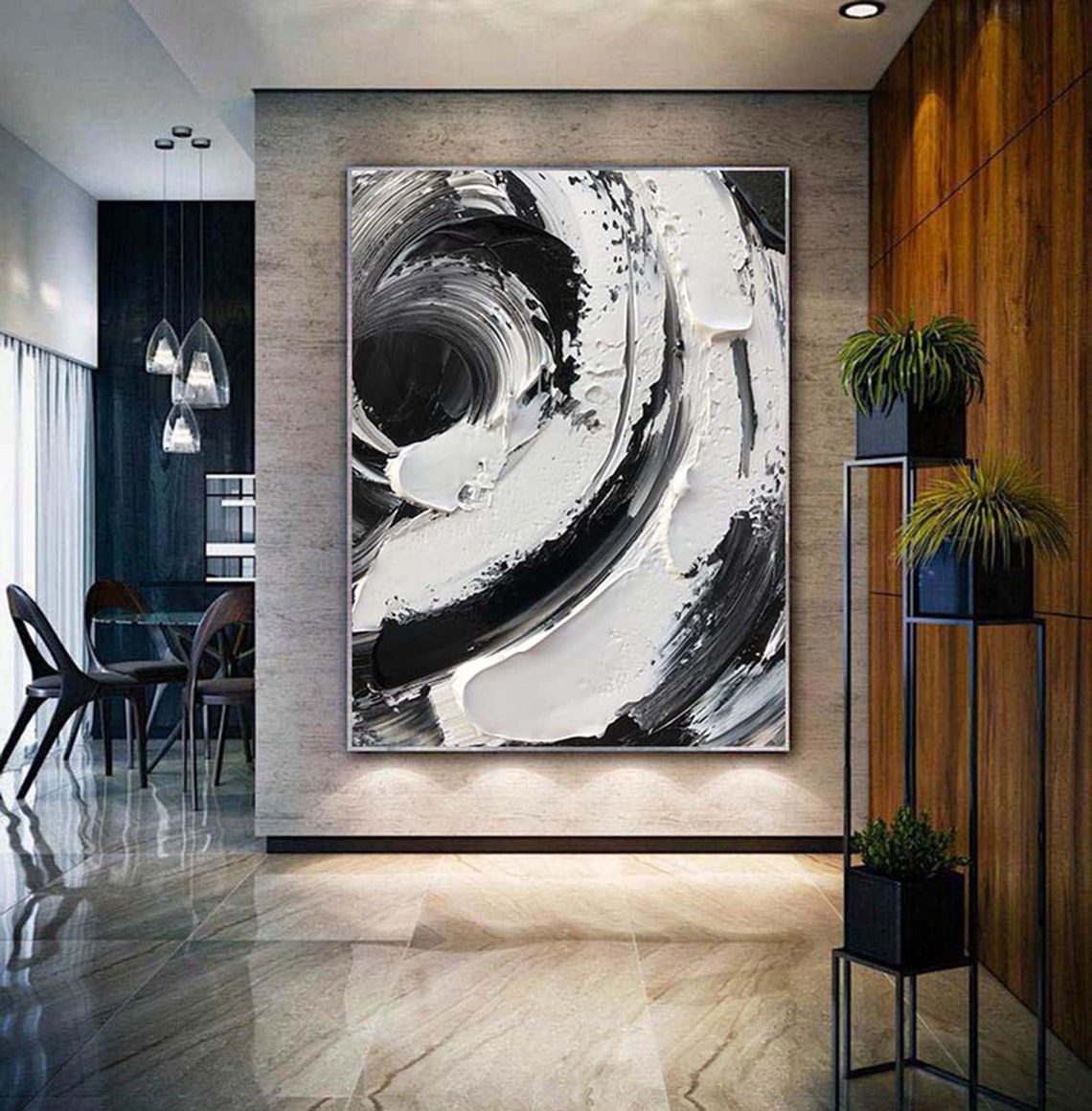 Black White Swirl Vortex Textured Monochrome Whirlpool Art Poster - Image 5