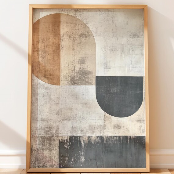 Modern Geometric Abstract Print Textured Minimalist Art With Earthy Tones Scandinavian Style Wall Decor