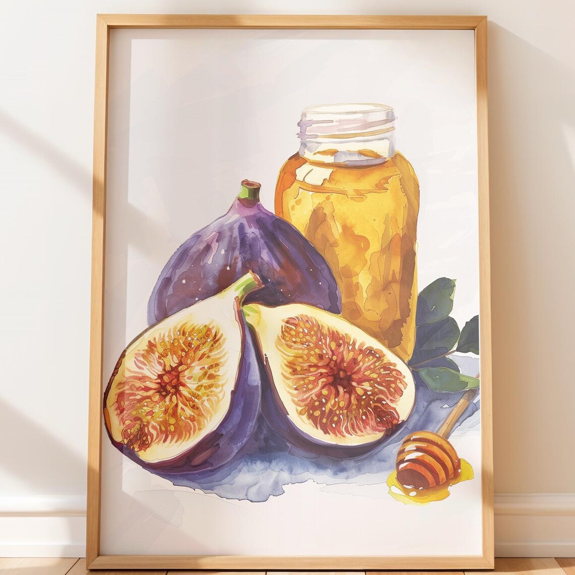 Figs And Honey Watercolor Farmhouse Kitchen Still Life Poster