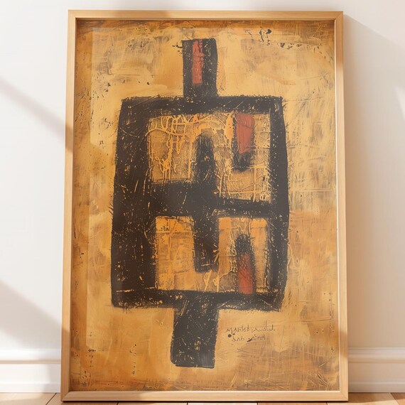 Black Ochre Abstract Expressionist Form Textured Gallery Poster