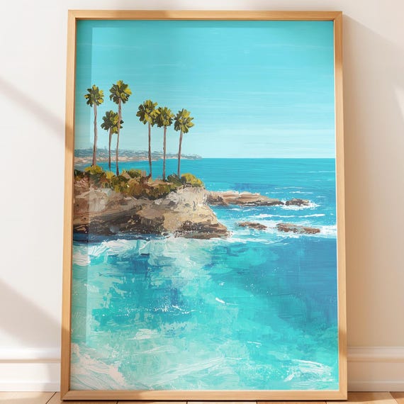 Coast Art Print Palm Trees Beachy Landscape