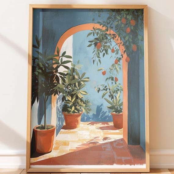 Mediterranean Doorway Print Warm Coastal Wall Art Serene Summer Decor Travelinspired Illustration