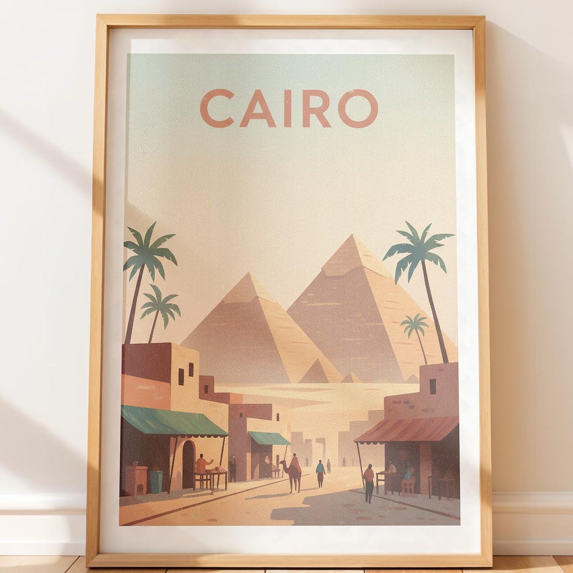 Cairo Pyramids Desert Retro Minimalist Travel Art Wall Poster
