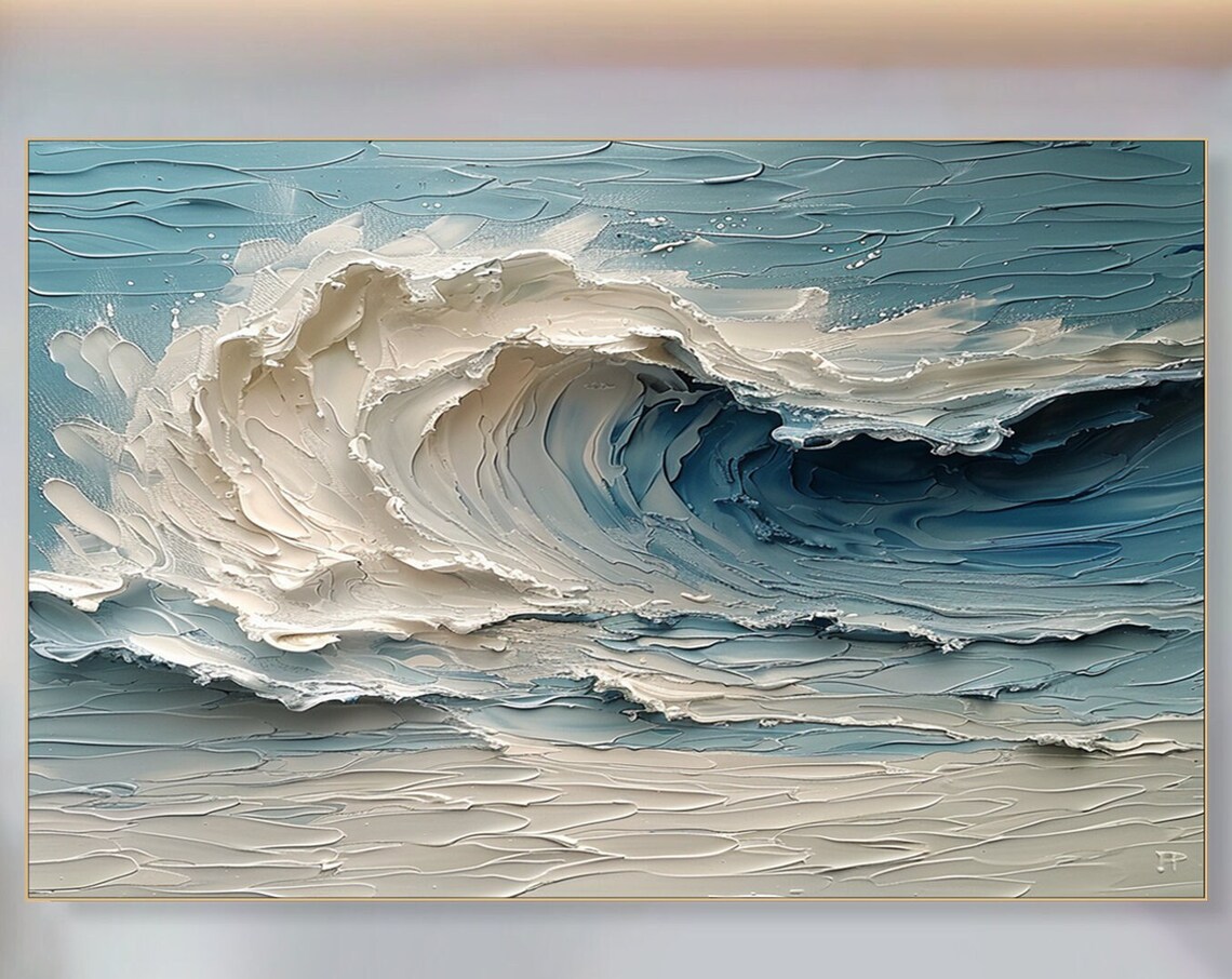 Blue Ocean Wave, Minimalist Contemporary Art Print