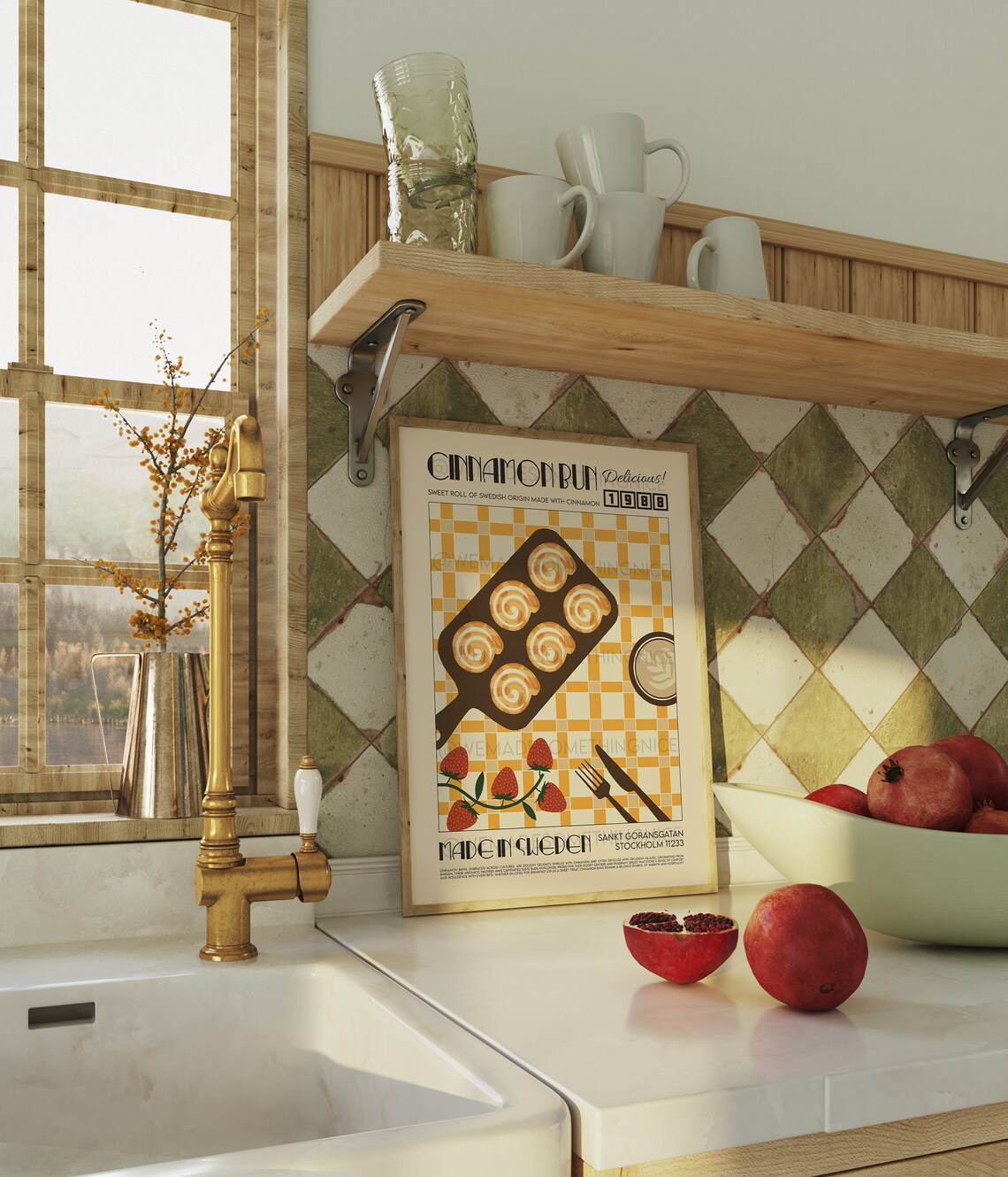 Retro Cinnamon Bun Kitchen Poster Print - Image 5