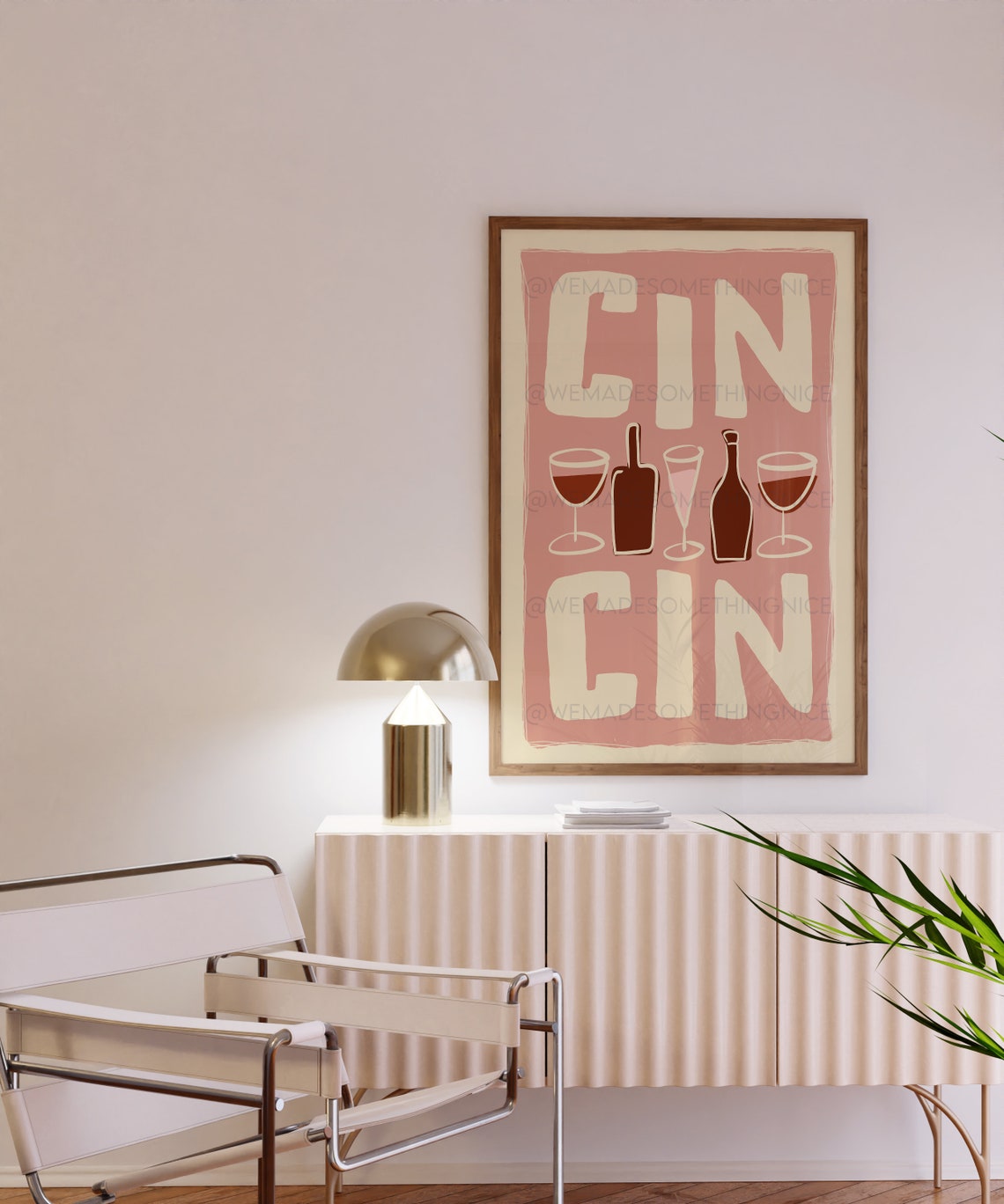 Cin Cin Wine Glasses Bottles Pink Cheers Party Bar Wall Poster - Image 4