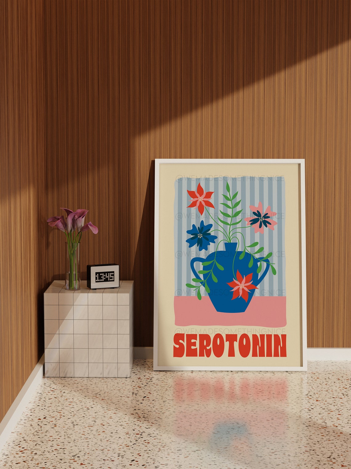 Serotonin Blue Vase Flowers Colorful Maximalist Floral Poster - Image 2