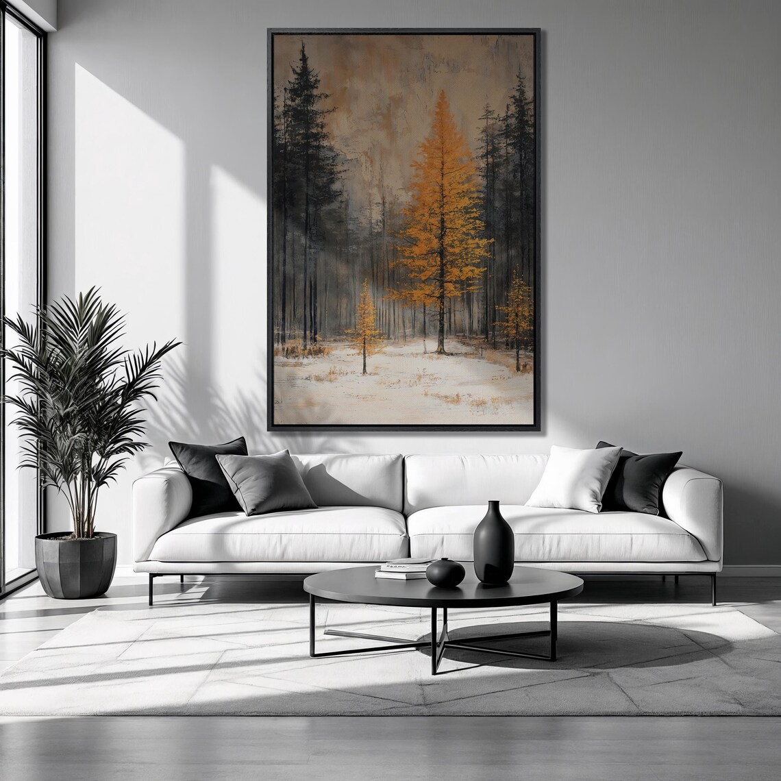 Winter Forest Art Print, Snowy Pine Trees Decor