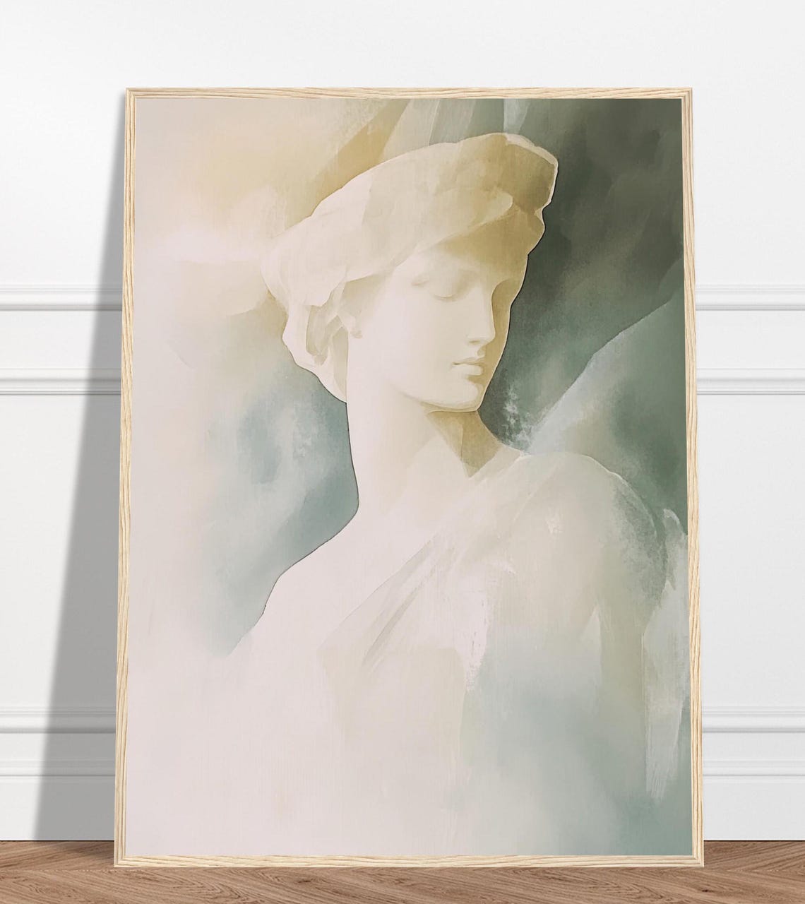 Antique Classical Sculpture Bust Watercolor Neutral Elegant Art Poster