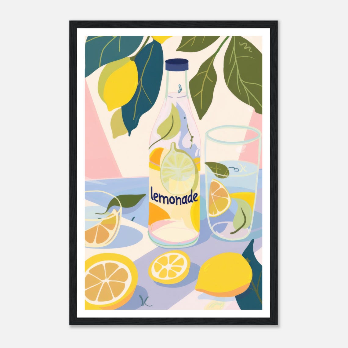 Colorful Lemonade Bottle Lemons and Glasses Kitchen Art Print - Image 3