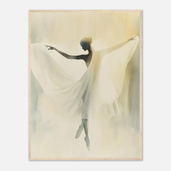 Ballet Dancer Watercolor Painting Print Elegant Female Silhouette Wall Art Ballerina Minimalist Dance Decor By Nataliaayuart