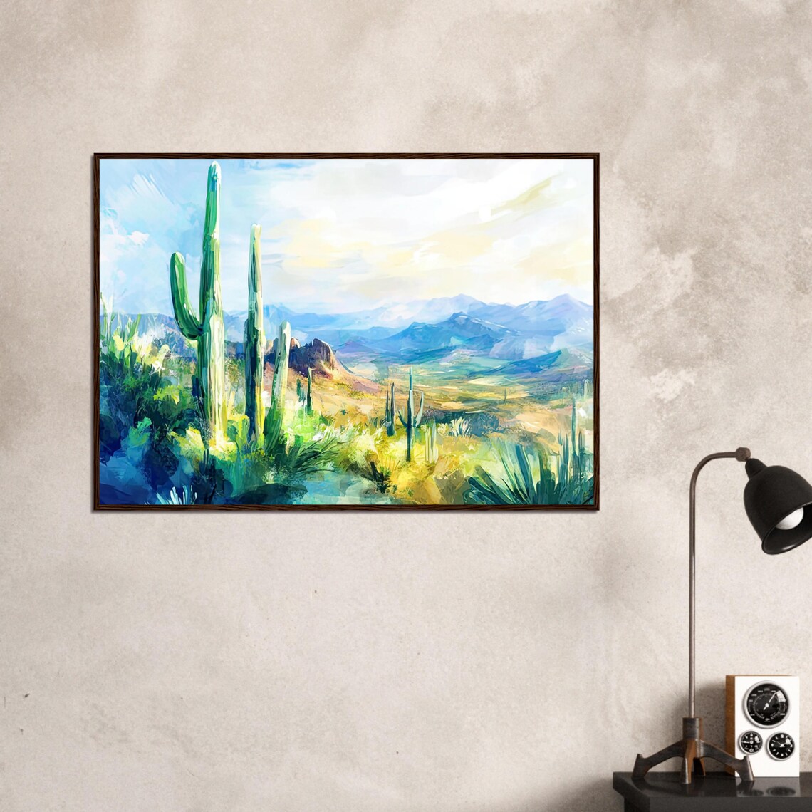 Saguaro National Park Watercolor Sonoran Desert Cactus Mountain Vista Poster - Image 3