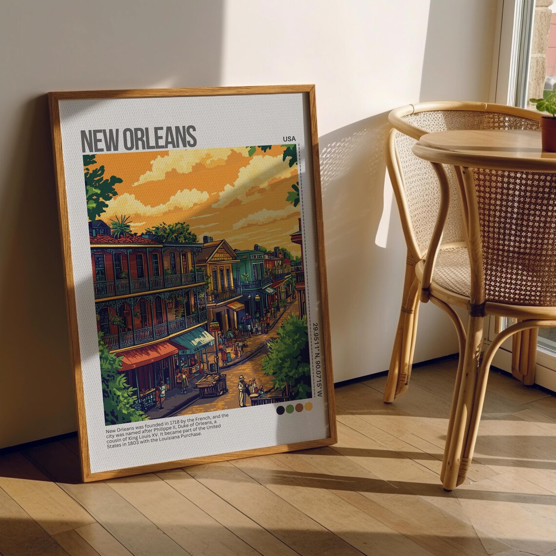 New Orleans Balcony Street Jazz City Louisiana Travel Poster - Image 5