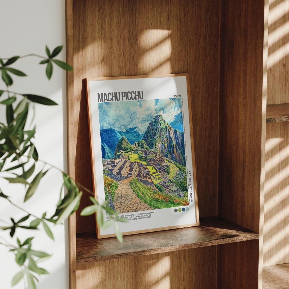 Machu Picchu Peru Andes Ruins Aerial View Illustrated Poster - Image 7