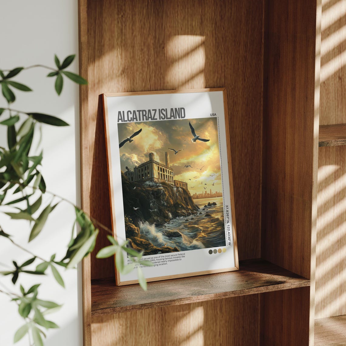 Alcatraz Island At Golden Sunset With Prison On The Rock Poster - Image 2