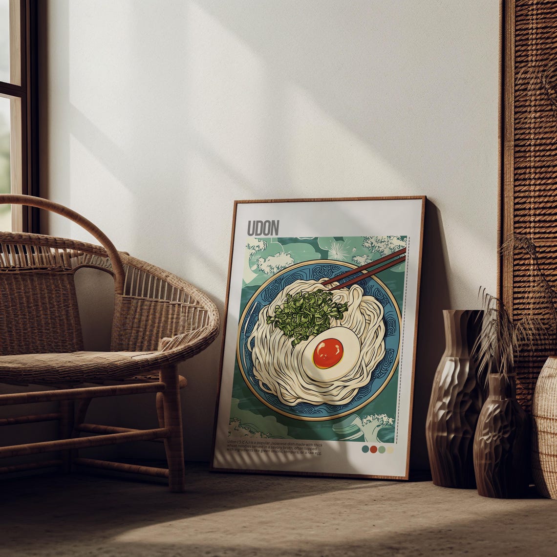 Udon Noodles Soft Egg Japanese Bowl Illustrated Noodle Poster - Image 4