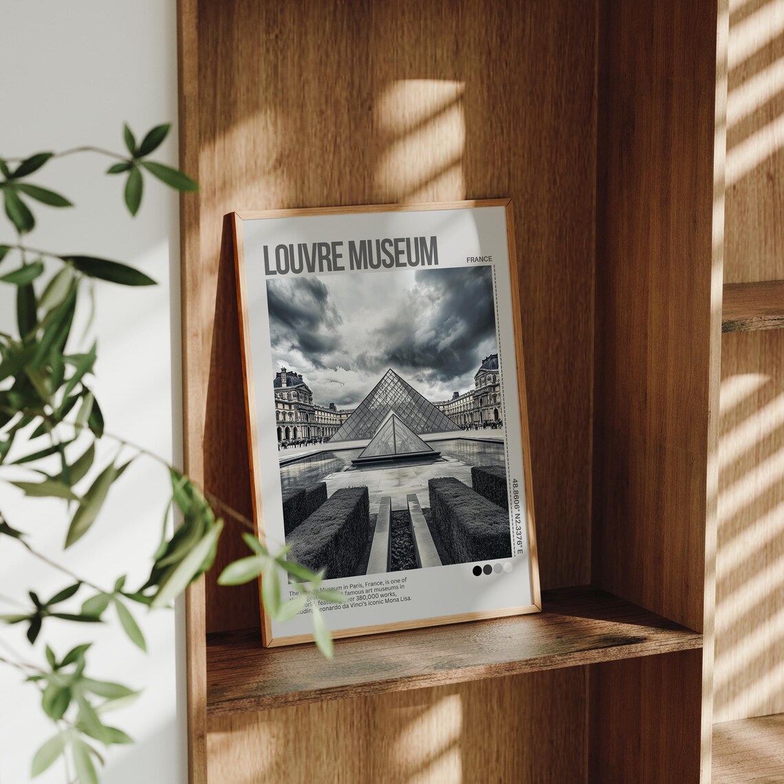Louvre Museum Paris Pyramid Black White Photography Travel Poster - Image 4