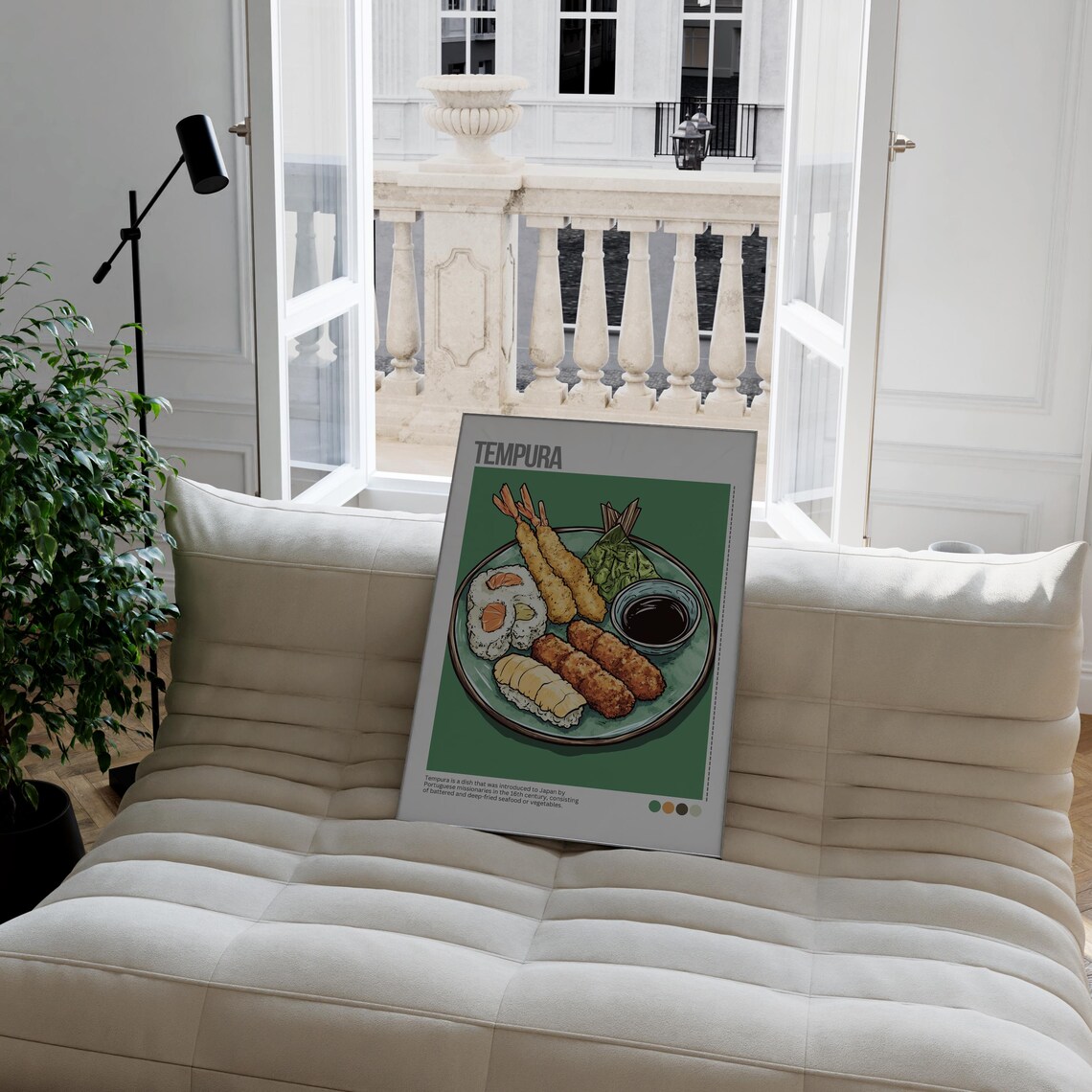 Tempura Shrimp Sushi Plate Japanese Cuisine Illustrated Poster - Image 7