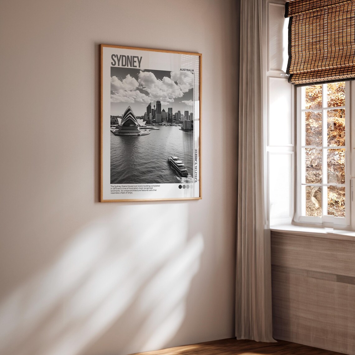 Sydney Australia Opera House Harbour Black White Photo Poster - Image 7