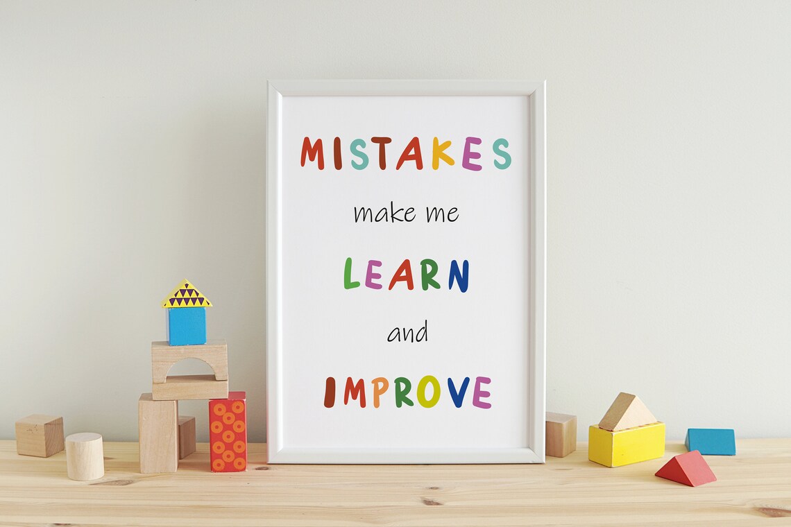Mistakes Make Me Learn and Improve Colorful Kids Affirmation Poster - Image 3