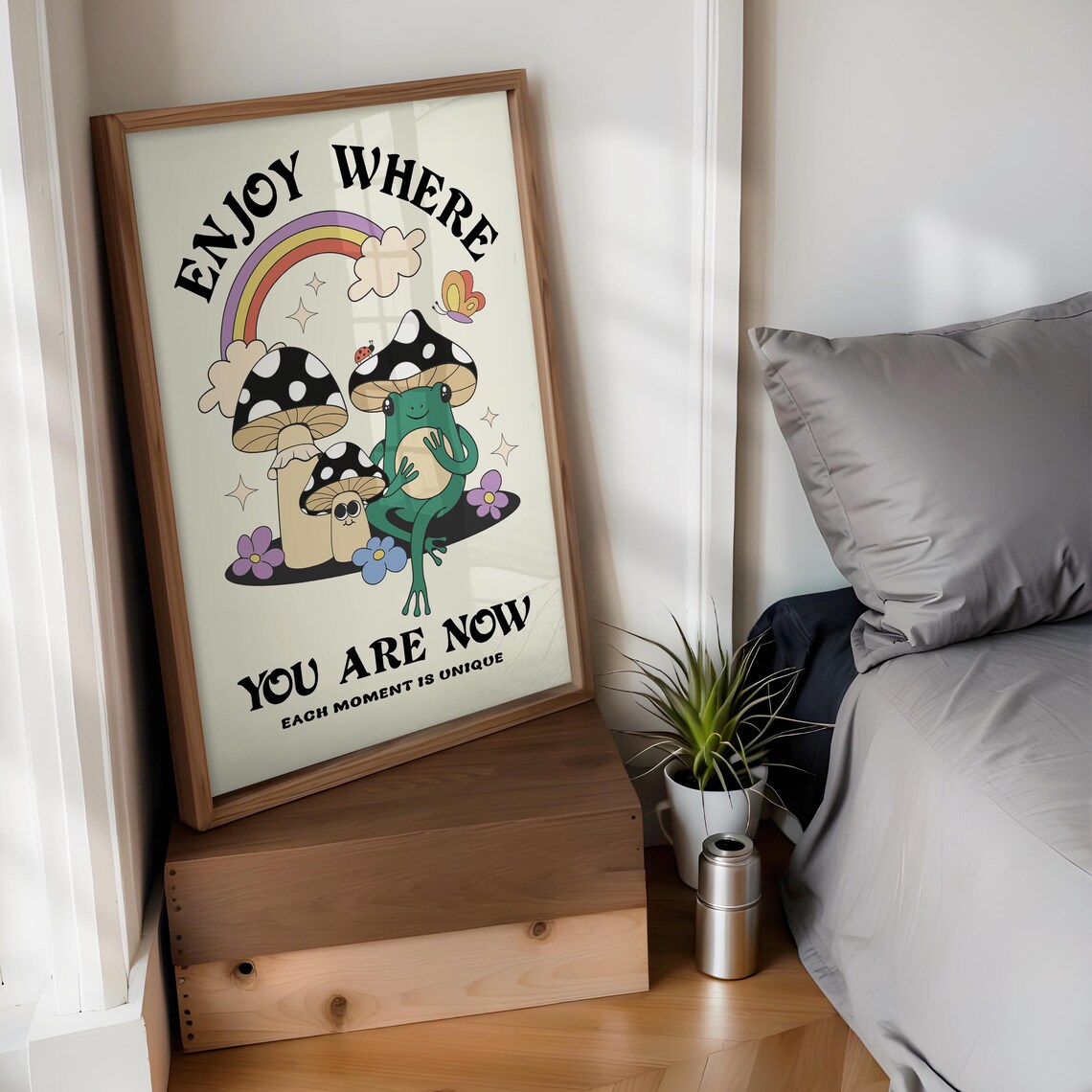 Enjoy Where You Are Now Retro Quote Poster - Image 2
