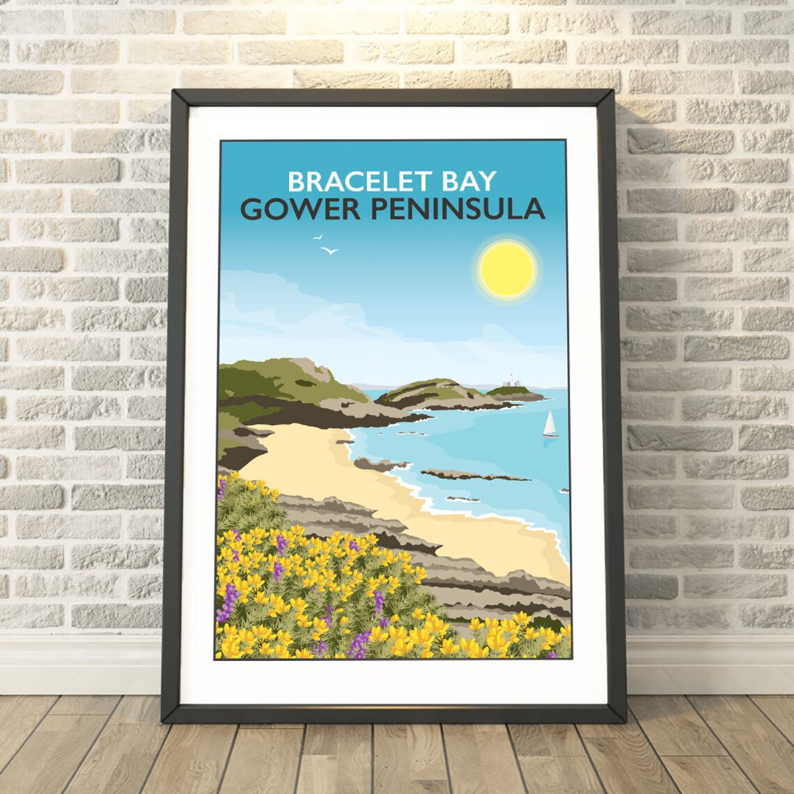 Bracelet Bay Gower Peninsula Wales Travel Poster