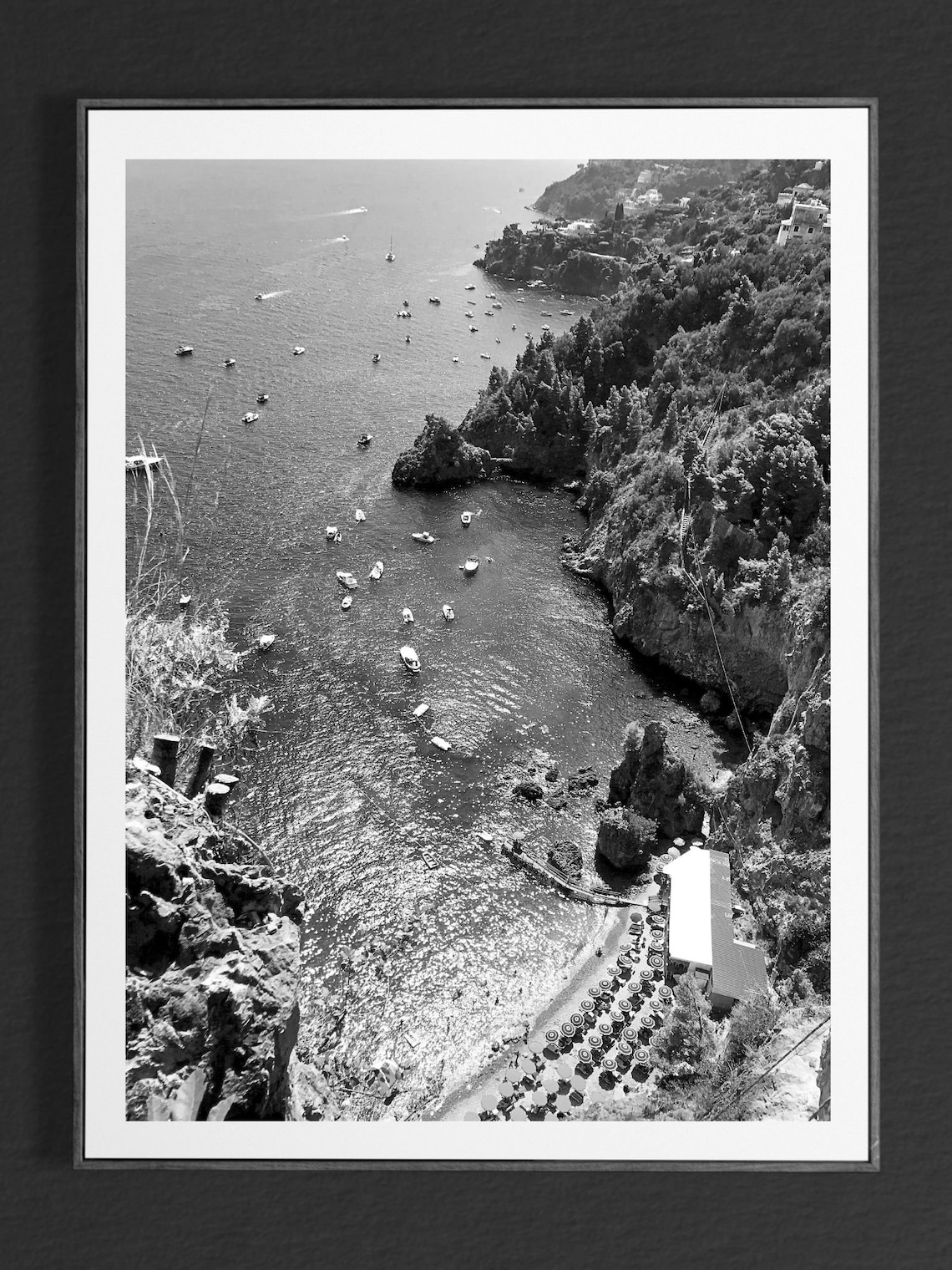 Italy Beach Poster, Black And White Coastal Print - Image 5