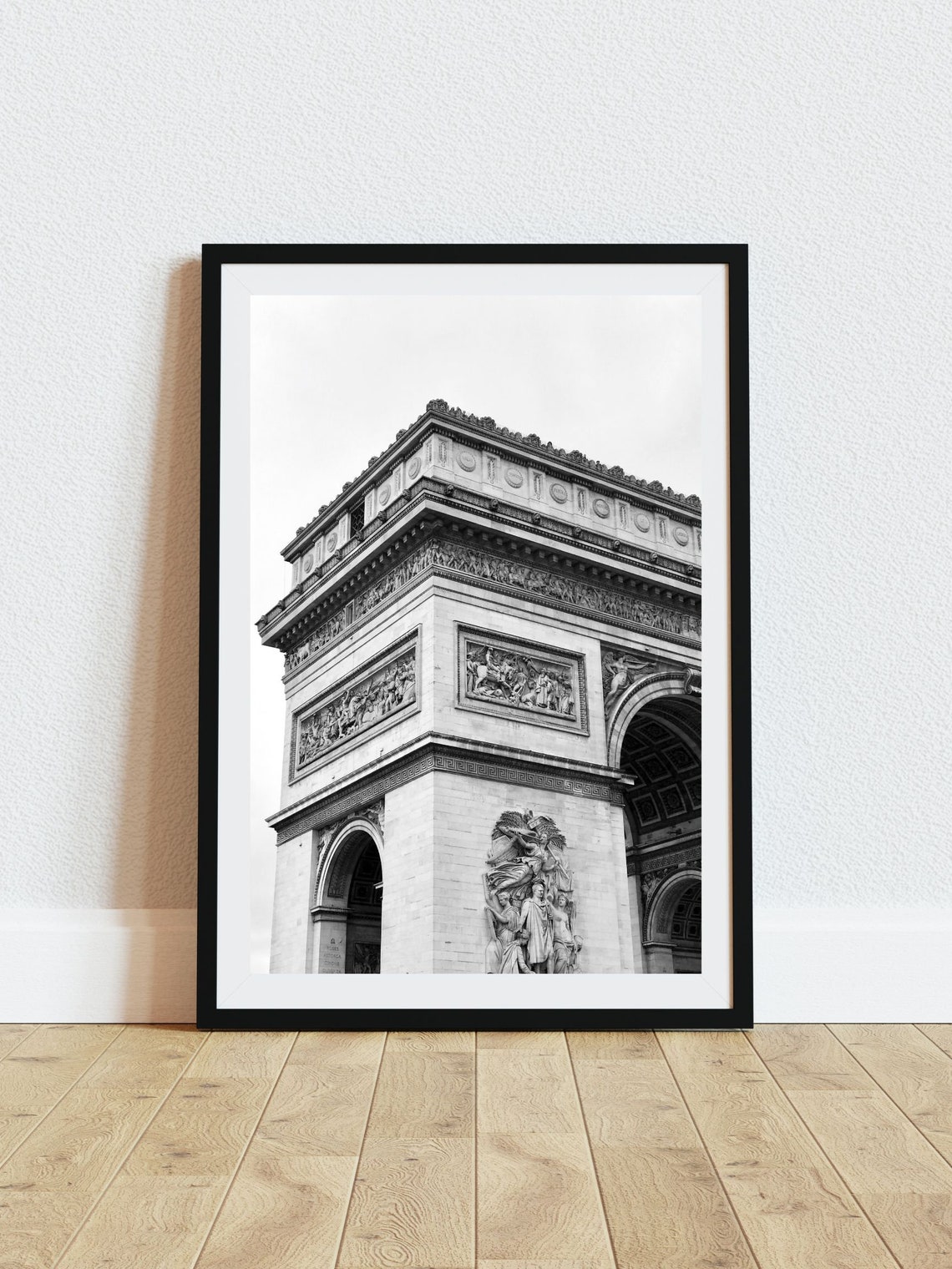 Arc De Triomphe Sculptures Close Up Black And White Paris Poster