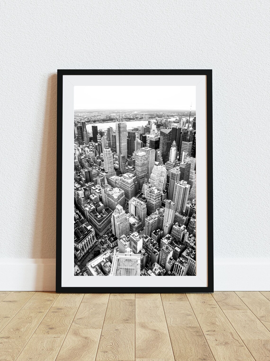 Manhattan Aerial Skyline Black And White New York City Poster