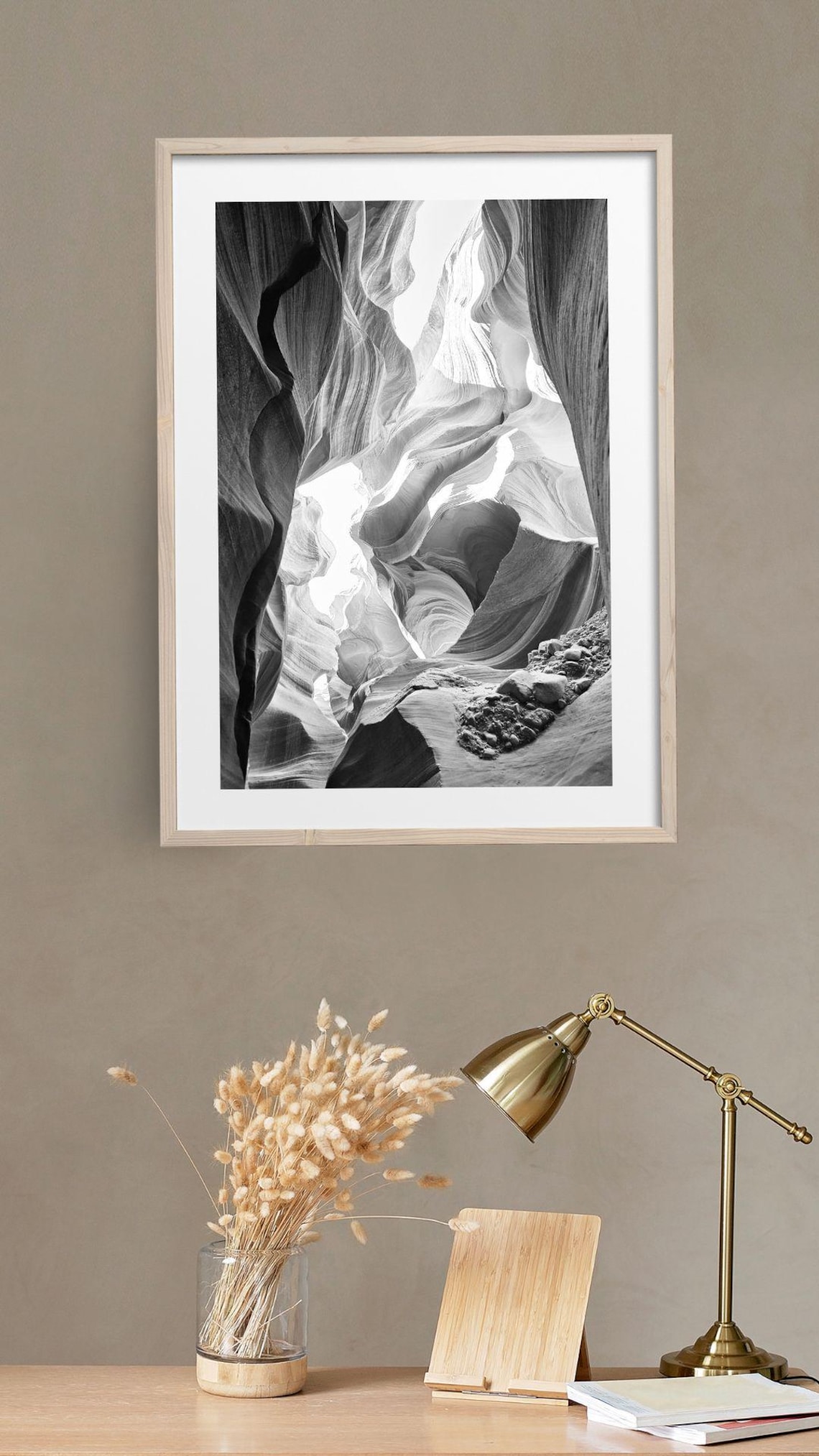 Antelope Canyon Slot Canyon Light Black And White Desert Poster - Image 4