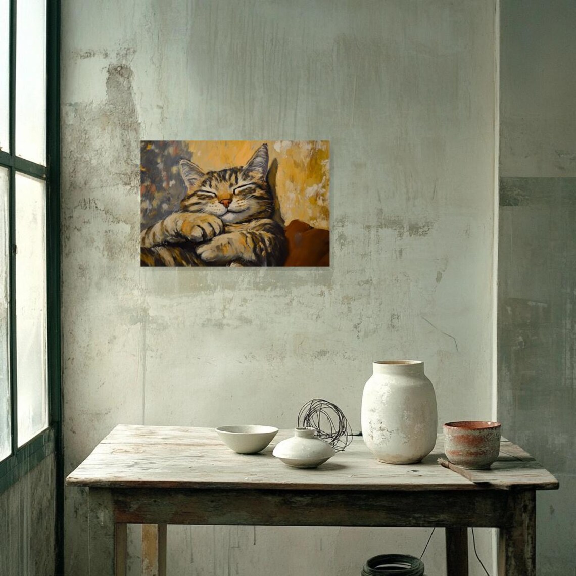 Charming Tabby Cat, Impressionist Style Art Print - Image 4
