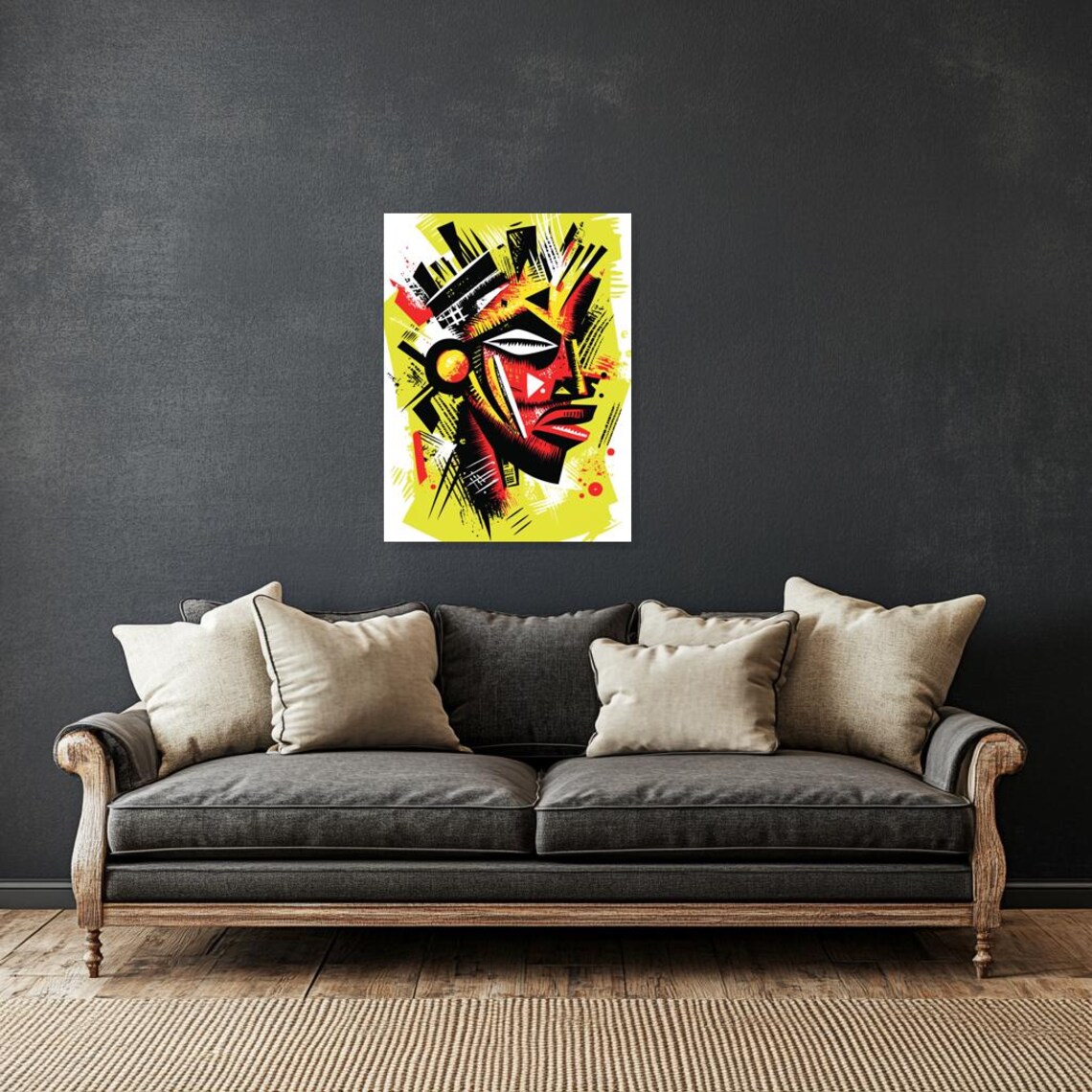 Bold Abstract Print Inspired By African Art In Vivid Colors For Unique Home Decor And Modern Wall Art - Image 2