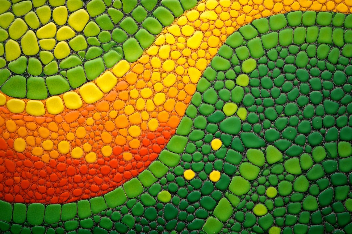 Colorful Pebble Mosaic Waves Abstract Modern Art Textured Poster