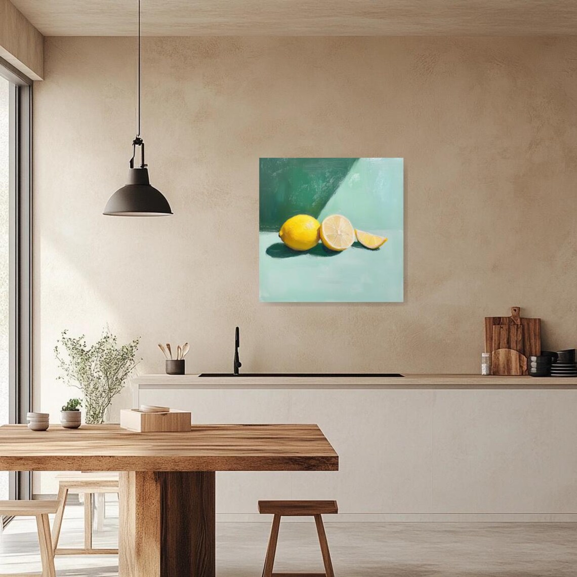 Lemon Still Life Print In Impressionist Style Bright Yellow Citrus Wall Art Home Decor - Image 2