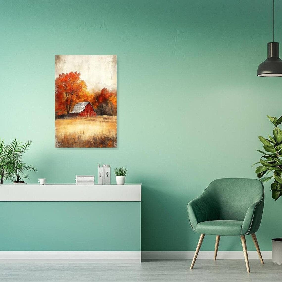 Rustic Autumn Barn Art Print, Fall Landscape - Image 2