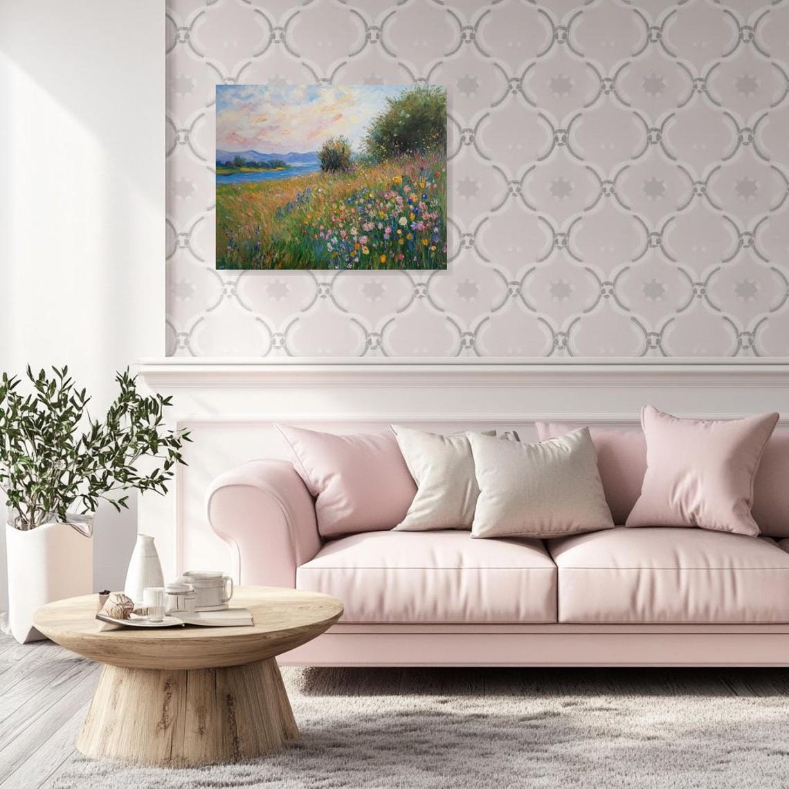 Wildflower Meadow River Impressionist Landscape Spring Bloom Poster - Image 2