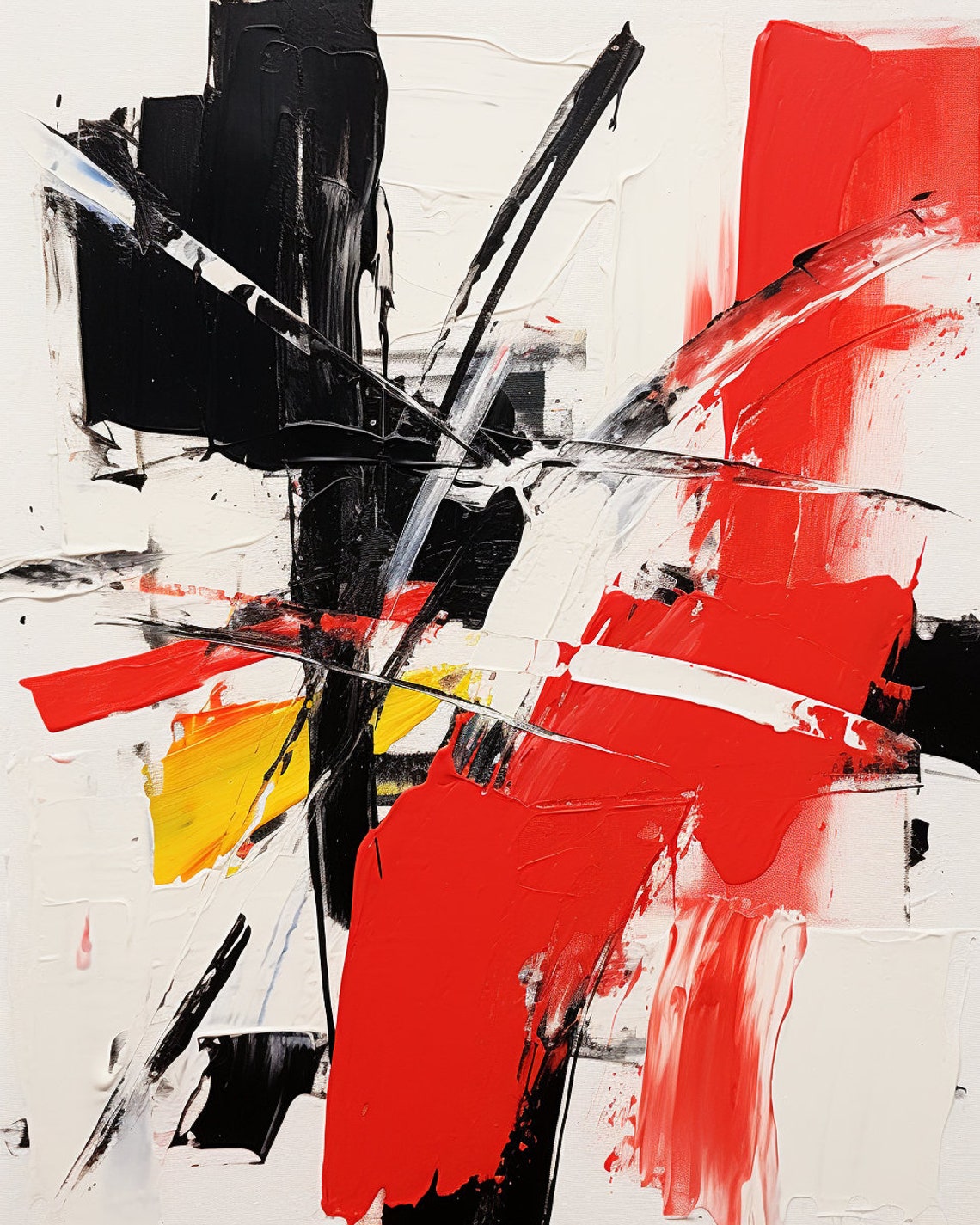 Bold Black Red Yellow Abstract Expressionist Brushwork Poster