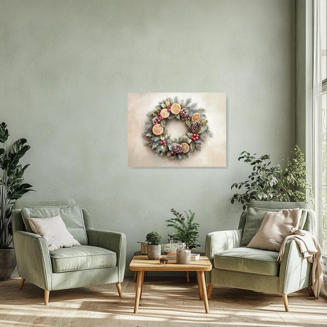 Christmas Wreath with Dried Citrus Slices and Pinecones Poster - Image 3