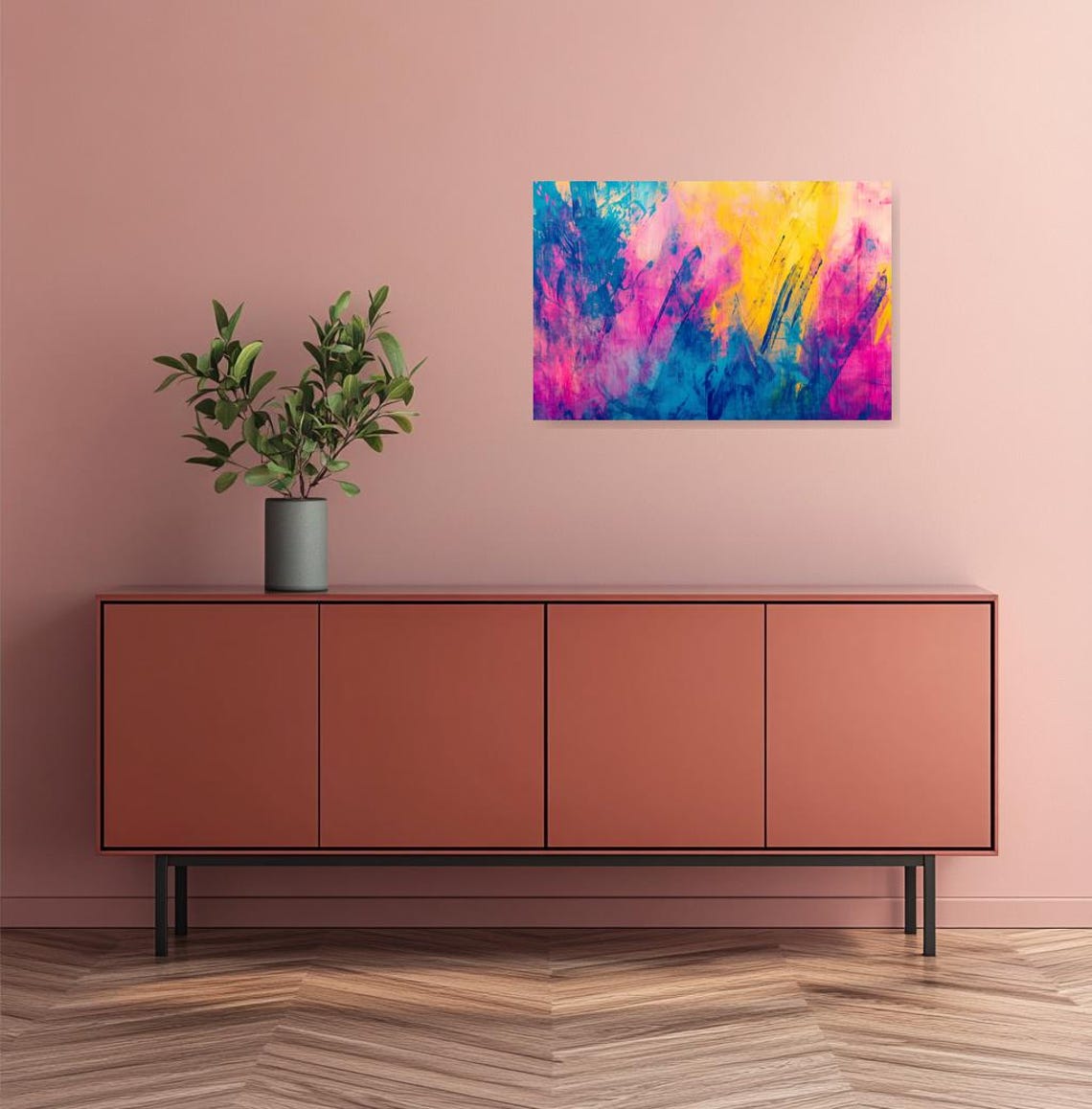 Custom Abstract Print Inspired By Monet With Bold Pink And Blue Swirls Unique Modern Wall Art For Home Decor - Image 2