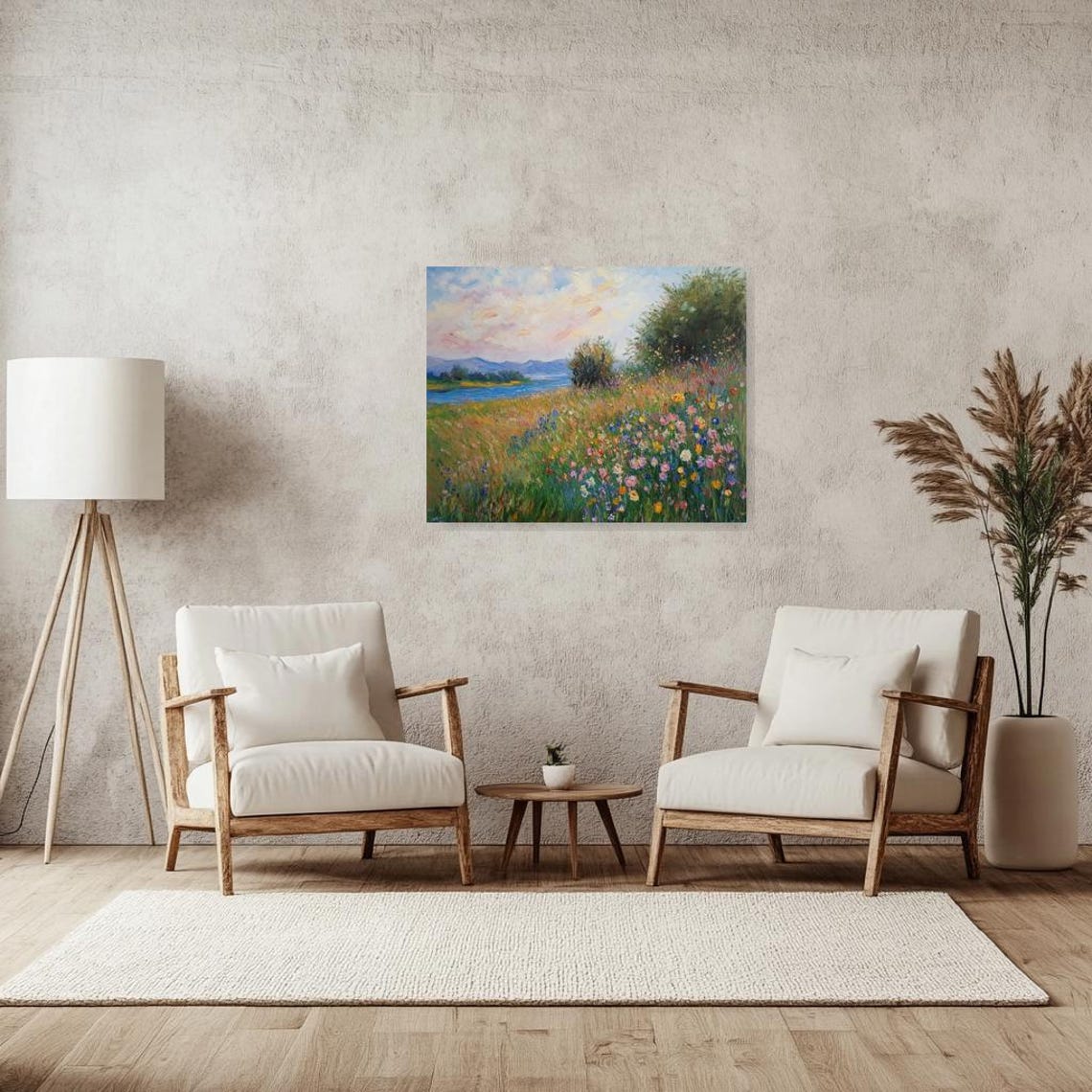 Wildflower Meadow River Impressionist Landscape Spring Bloom Poster - Image 3