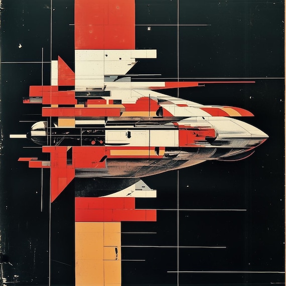 Futuristic Abstract Art Print, Modernist Space Art