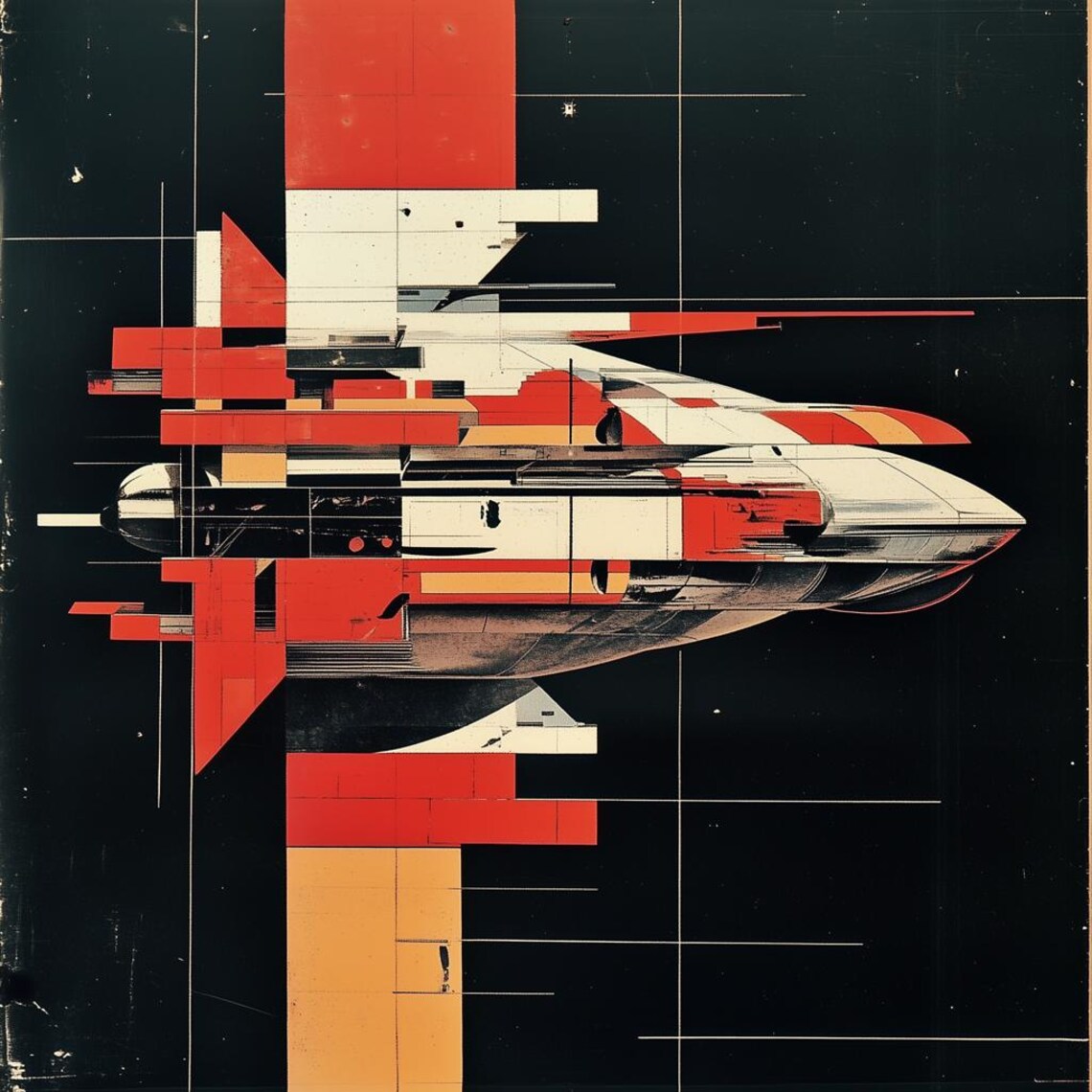 Futuristic Abstract Art Print, Modernist Space Art