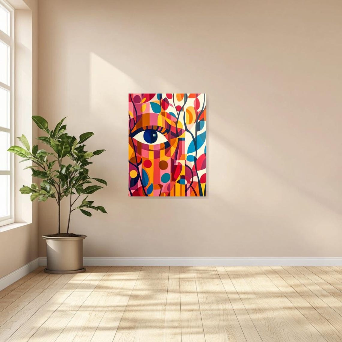 Surreal Colorful Blue Eye Abstract Collage Portrait Art Poster - Image 3