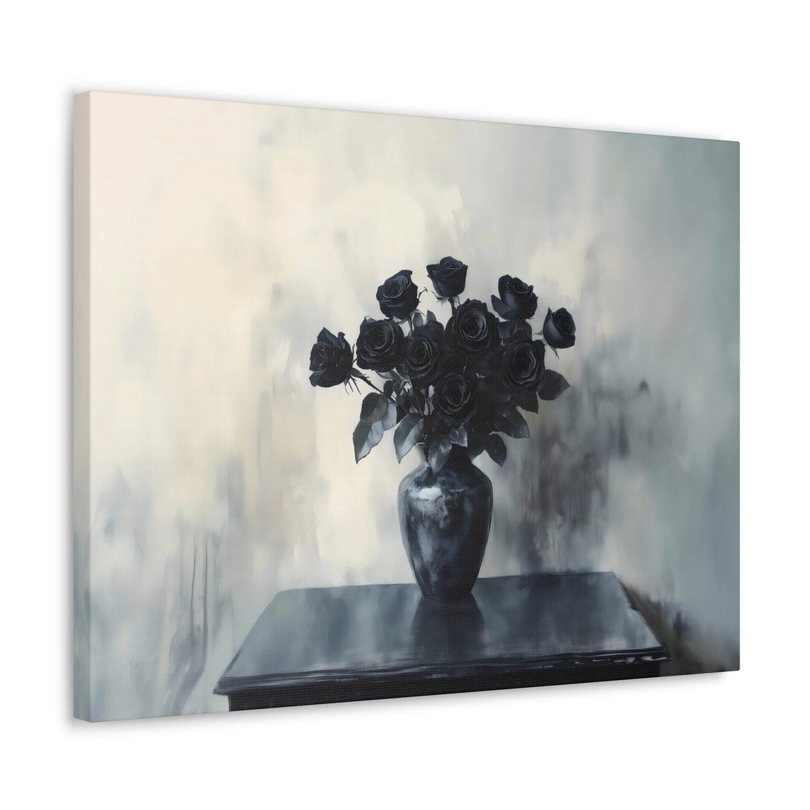 Black Roses Dark Vase Moody Gothic Elegant Floral Still Life Poster - Image 3