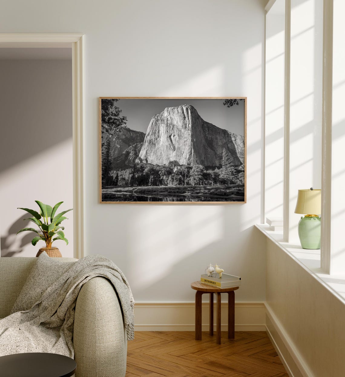 El Capitan Granite Cliff River Reflection Black and White Poster - Image 5