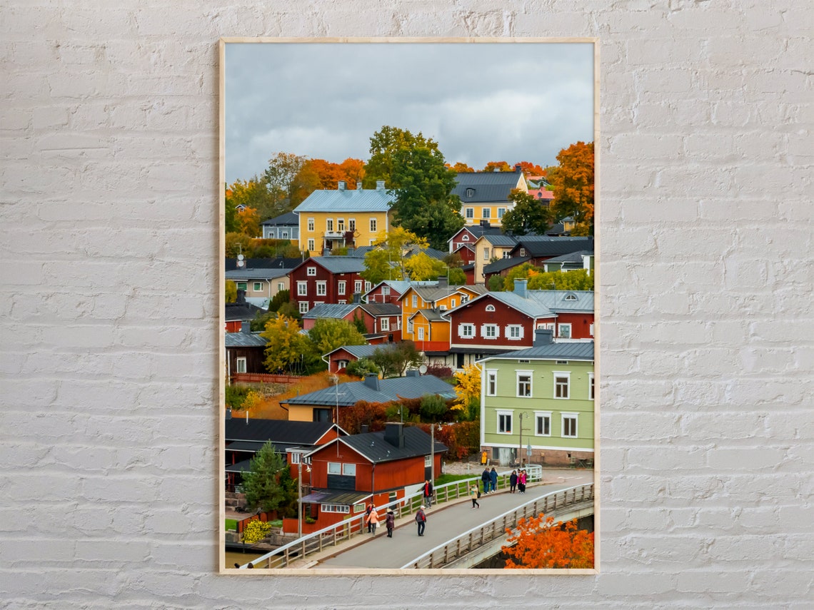 Finland Colorful Riverside Old Town Autumn Real Photo Wall Art